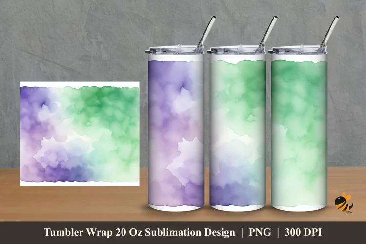Watercolor Calm Tumbler Wrap Sublimation Design 2