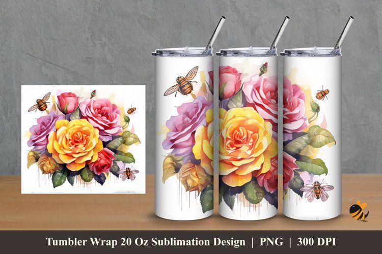 Sweet Rose Tumbler Wrap Sublimation Design 2 example image 1