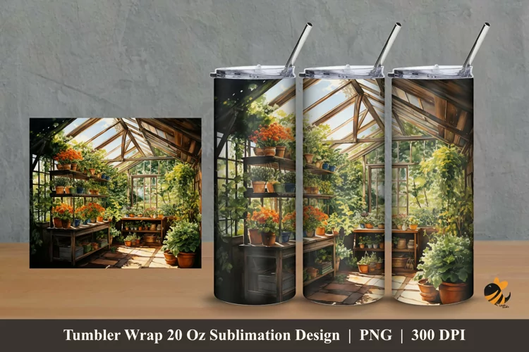 Flower At Greenhouse Tumbler Wrap Sublimation Design 2