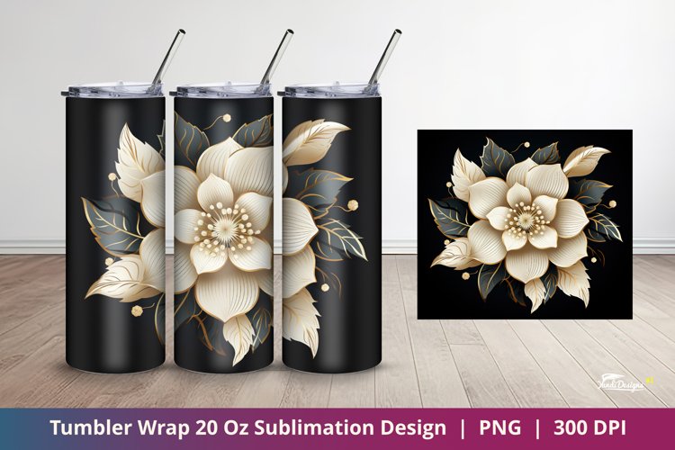 Luxury Flower Tumbler Wrap Sublimation Design 2