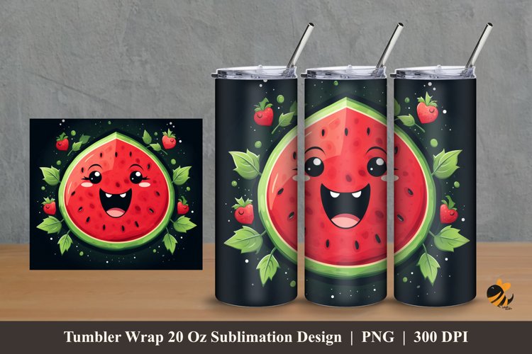 Cute Watermelon Tumbler Wrap Sublimation Design 2