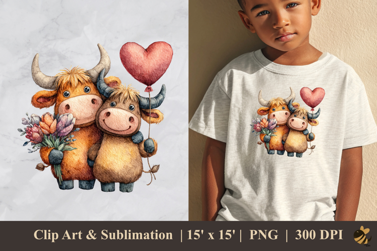 Sweet Buffalo Love DTF Sublimation Clipart Design 2