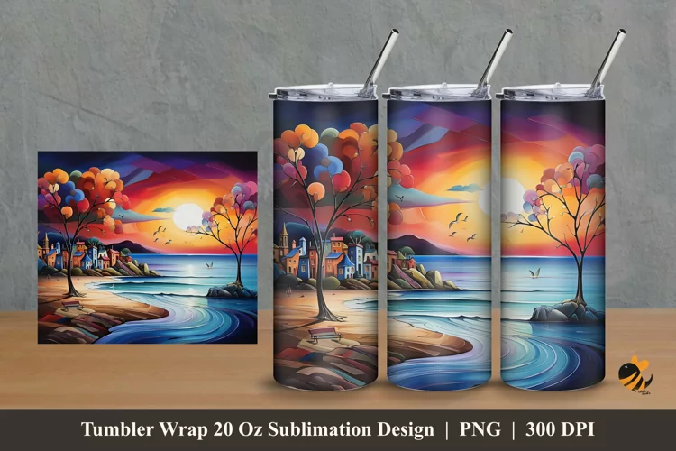 Lake Villa Tumbler Wrap Sublimation Design 2