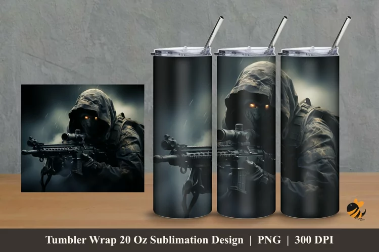 Sniper Tumbler Wrap Sublimation Design 2
