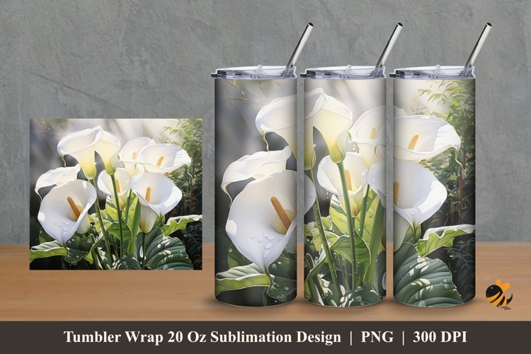 Calla Lily Tumbler Wrap Sublimation Design 2 example image 1