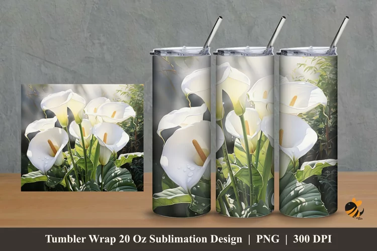 Calla Lily Tumbler Wrap Sublimation Design 2