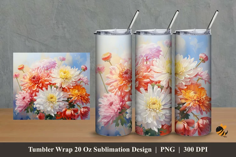 Blooming Love Tumbler Wrap Sublimation Design 2