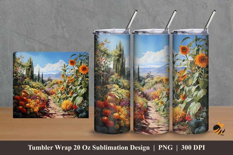 Garden Hill Tumbler Wrap Sublimation Design 2 example image 1