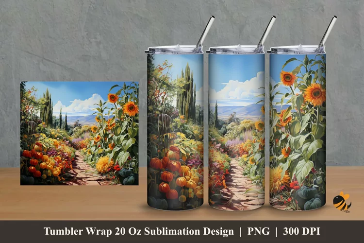 Garden Hill Tumbler Wrap Sublimation Design 2