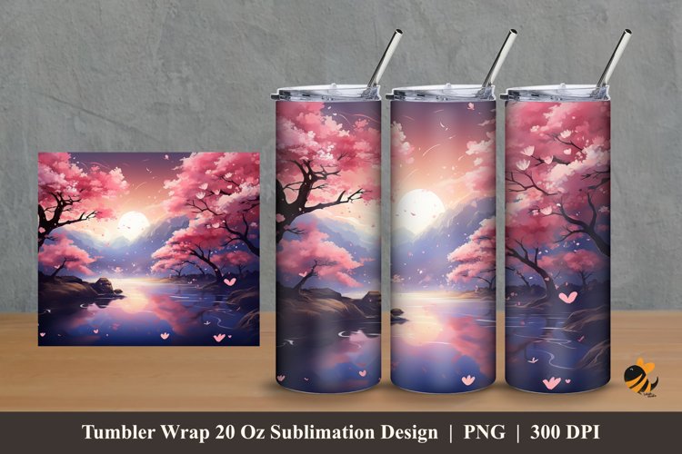 Beautiful Night Tumbler Wrap Sublimation Design 2 example image 1