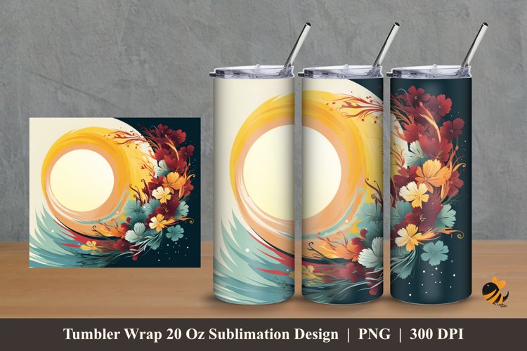 Beauty Sun And Flora Tumbler Wrap Sublimation Design 2 example image 1