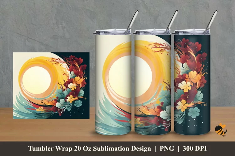 Beauty Sun And Flora Tumbler Wrap Sublimation Design 2