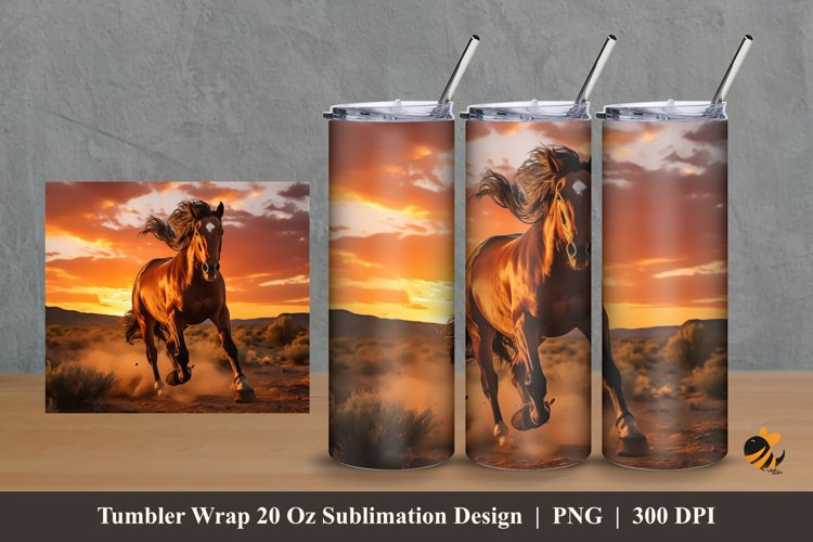 Wild Horse Tumbler Wrap Sublimation Design 2