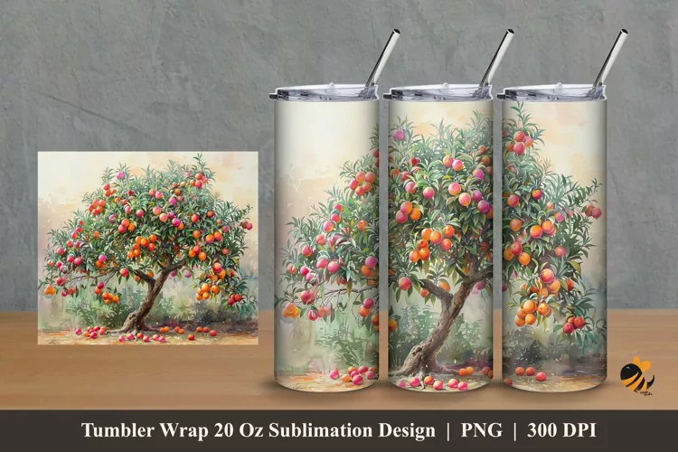 Fruit Tree Tumbler Wrap Sublimation Design 2