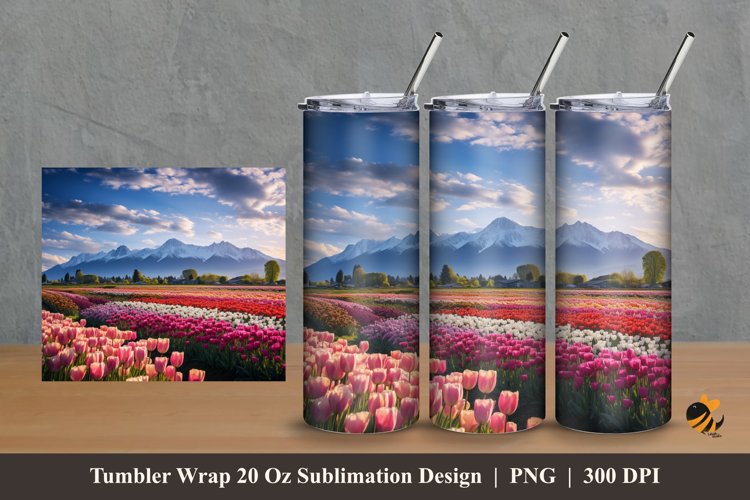 Tulip Garden Tumbler Wrap Sublimation Design 2 example image 1