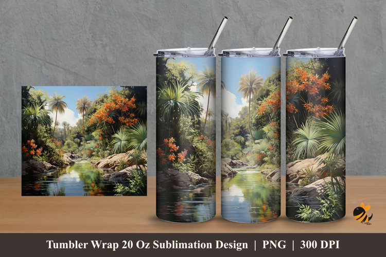 River Park Tumbler Wrap Sublimation Design 2 example image 1