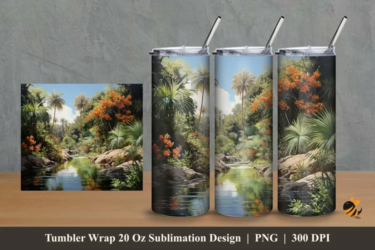 River Park Tumbler Wrap Sublimation Design 2