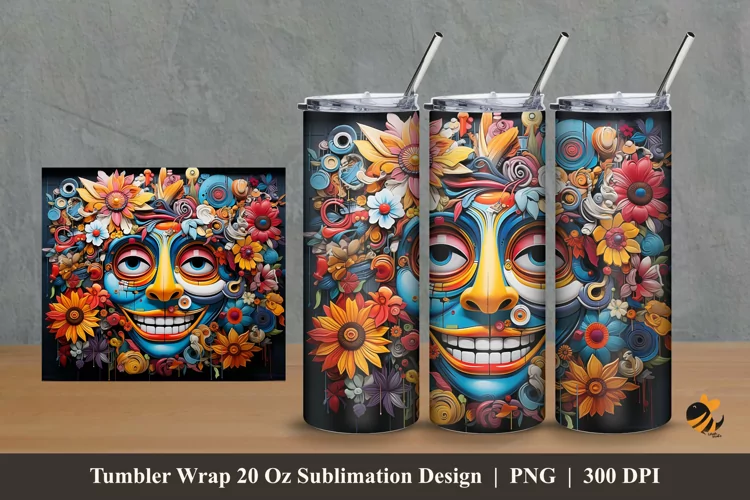 Doodles Colorful Tumbler Wrap Sublimation Design 2