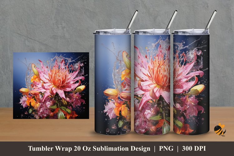 Favorite Flowers Tumbler Wrap Sublimation Design 2 example image 1