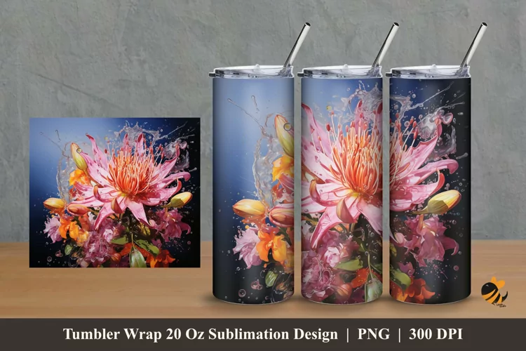 Favorite Flowers Tumbler Wrap Sublimation Design 2