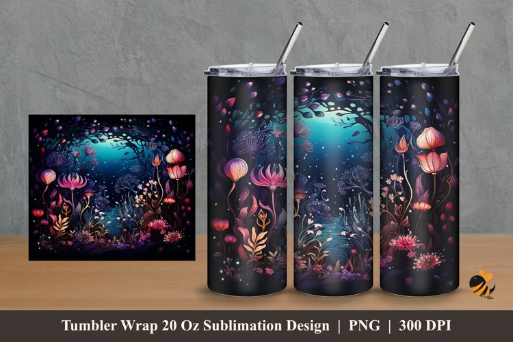Beautiful Bush Tumbler Wrap Sublimation Design 2 example image 1