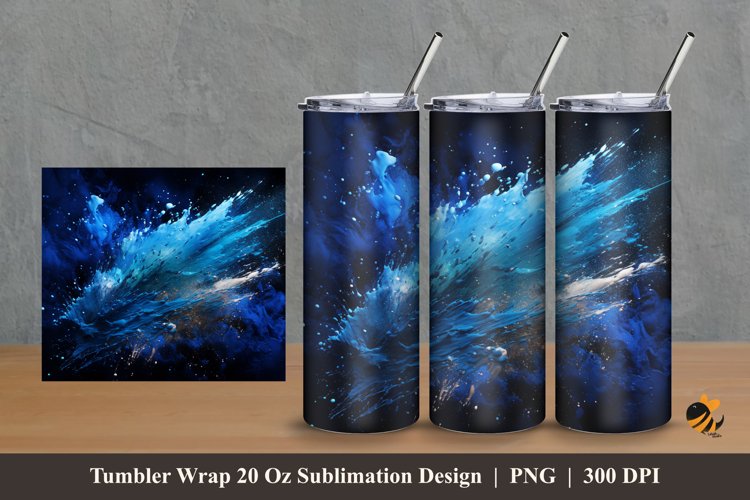 Blue Splash Tumbler Wrap Sublimation Design 2