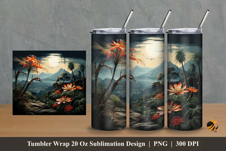 Ancient Panoramic Tumbler Wrap Sublimation Design 2