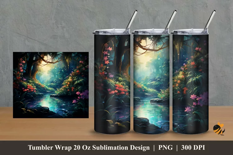 Rain Forest Tumbler Wrap Sublimation Design 2