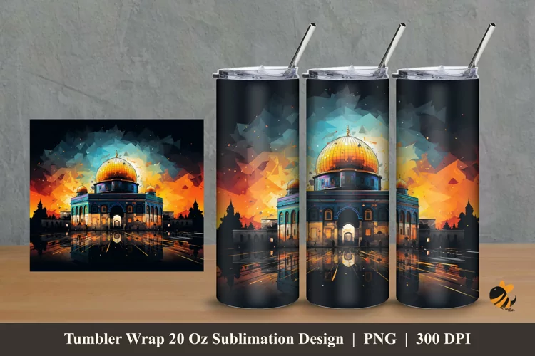 Ramadhan Mosque Tumbler Wrap Sublimation Design 2