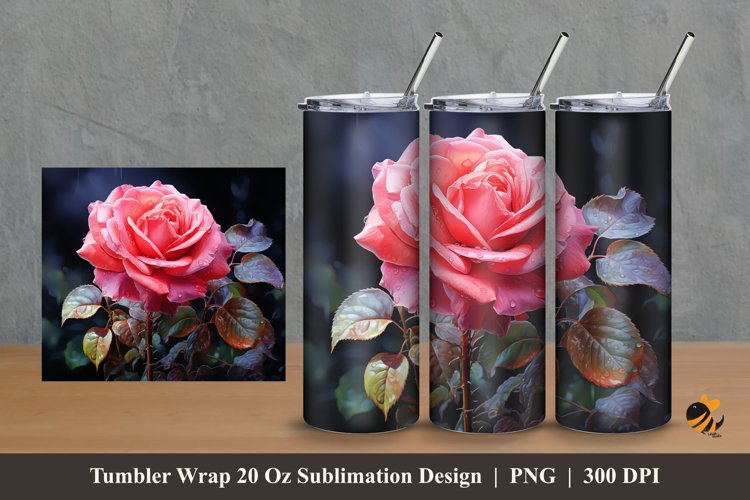 Forest Rose Tumbler Wrap Sublimation Design 2 example image 1