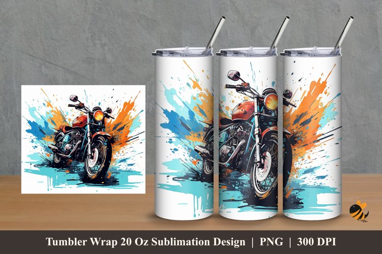 Custom Motorbike Tumbler Wrap Sublimation Design 2 example image 1