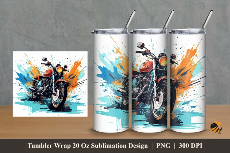 Custom Motorbike Tumbler Wrap Sublimation Design 2