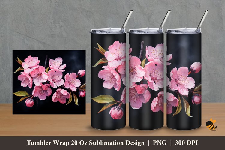 Cute Sakura Tumbler Wrap Sublimation Design 2