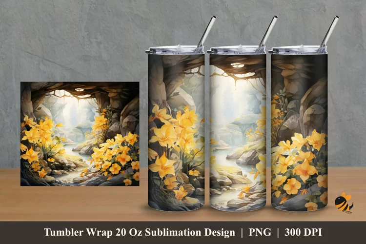 Witch Hazel Flower Tumbler Wrap Sublimation Design 2