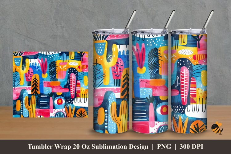Cute Kids Abstract Tumbler Wrap Sublimation Design 2 example image 1