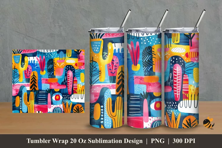 Cute Kids Abstract Tumbler Wrap Sublimation Design 2
