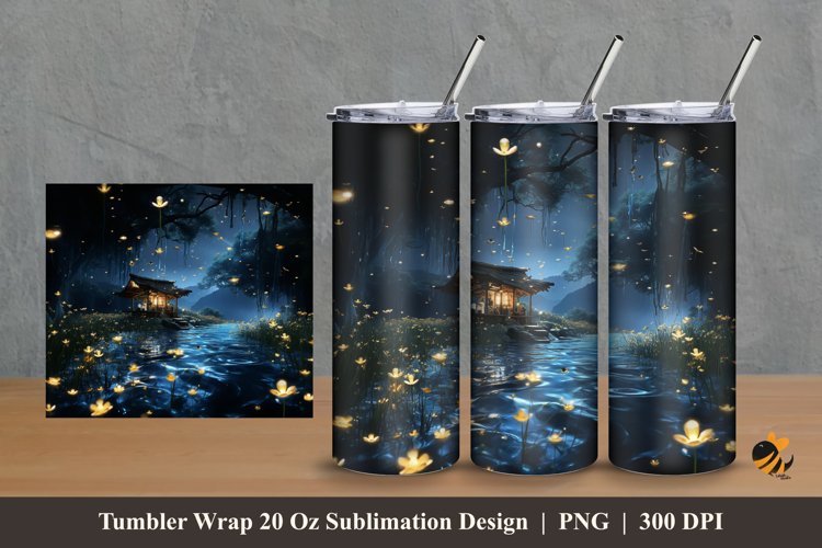 Beauty Night Tumbler Wrap Sublimation Design 2