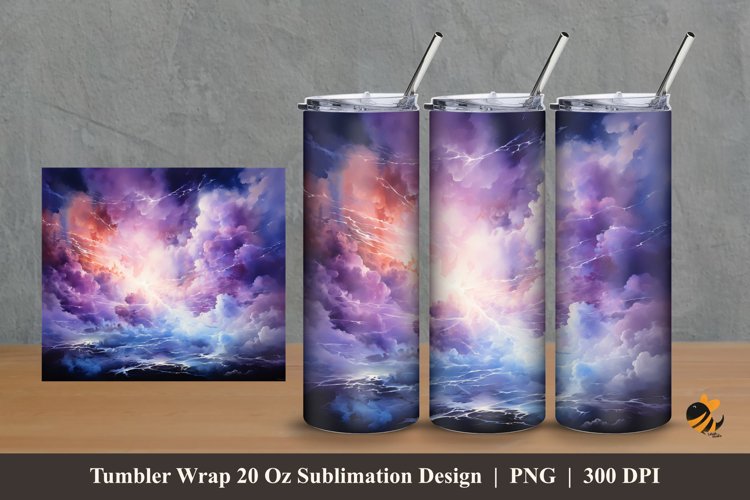 Lightning Cloud Tumbler Wrap Sublimation Design 2