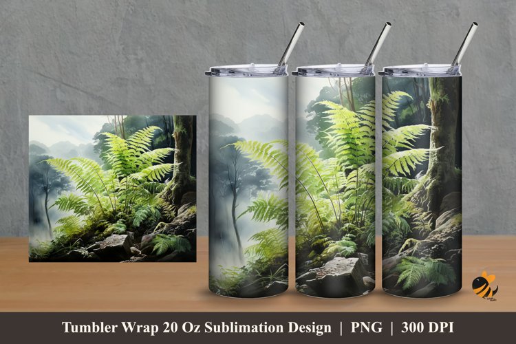 Fern In The Forest Tumbler Wrap Sublimation Design 2
