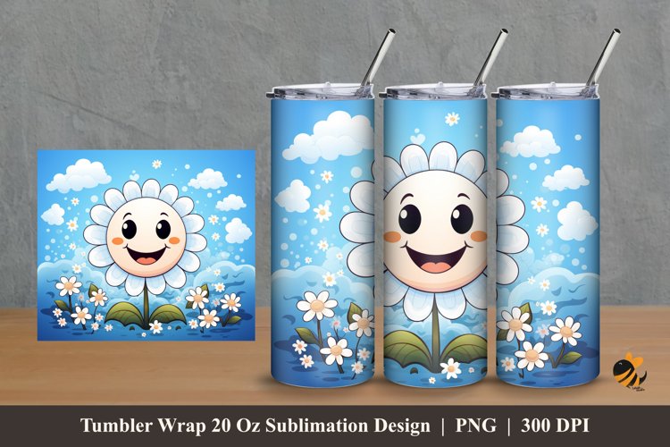 Cute Flower Tumbler Wrap Sublimation Design 2