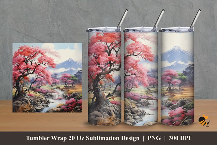 Wonderful Nature Tumbler Wrap Sublimation Design 2 example image 1