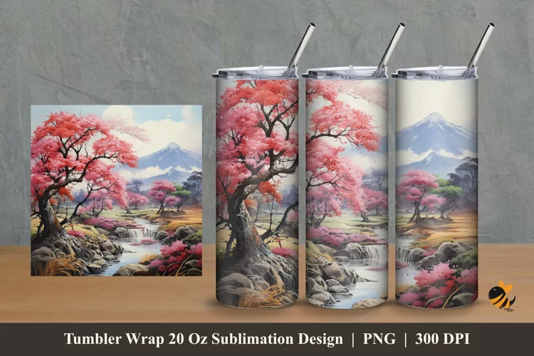 Wonderful Nature Tumbler Wrap Sublimation Design 2