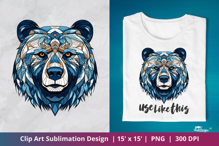 Abstract Bear Head Clip Art Sublimation 2