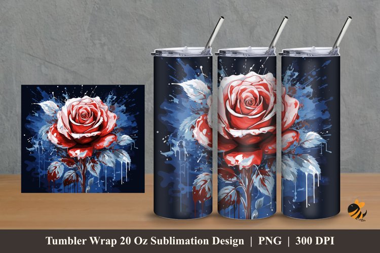 Rare Rose Tumbler Wrap Sublimation Design 2 example image 1