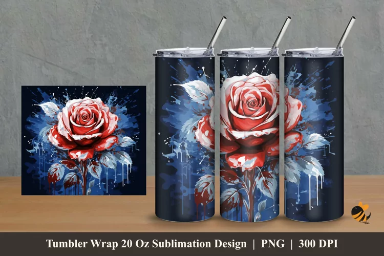 Rare Rose Tumbler Wrap Sublimation Design 2