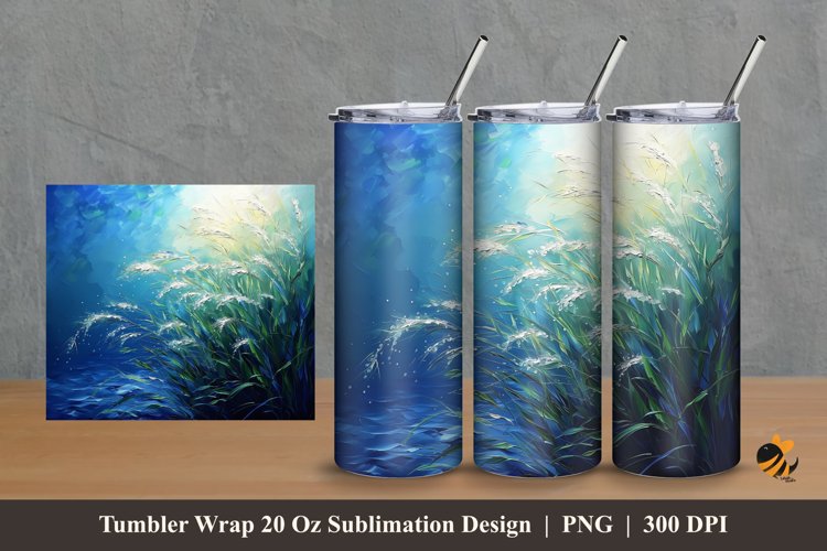 Posidonia Oceanica Tumbler Wrap Sublimation Design 2 example image 1