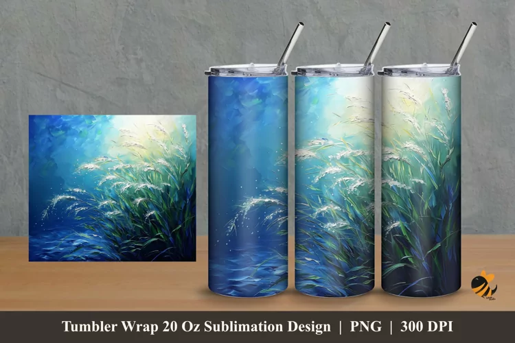 Posidonia Oceanica Tumbler Wrap Sublimation Design 2