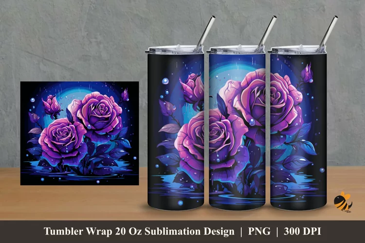 Watering Roses Tumbler Wrap Sublimation Design 2