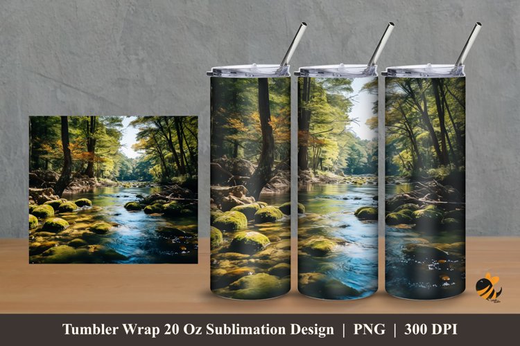 Forest River Tumbler Wrap Sublimation Design 2 example image 1