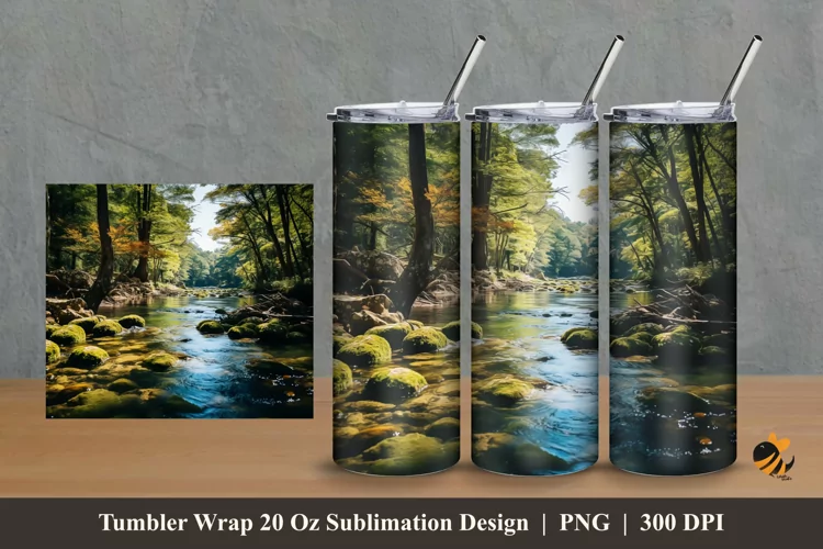 Forest River Tumbler Wrap Sublimation Design 2